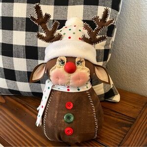 Christmas Reindeer Shelf Sitter. Rustic cute Handcrafted.  NWOT
